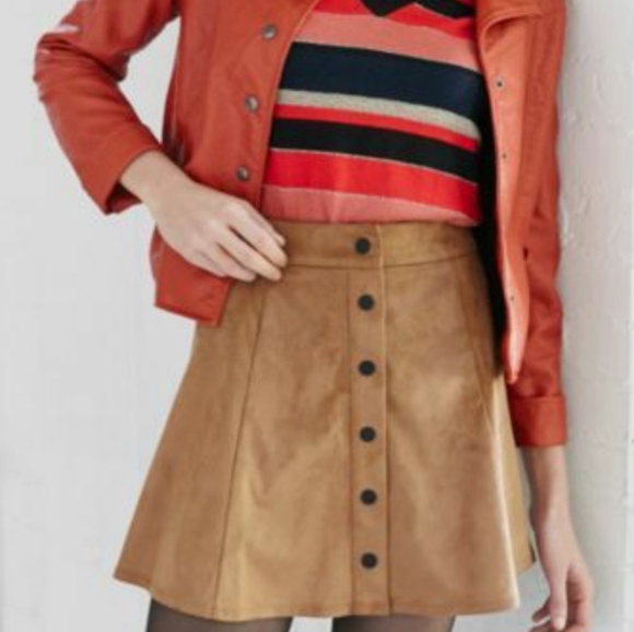 Suede button up A-line skirt - Picture 4 of 4